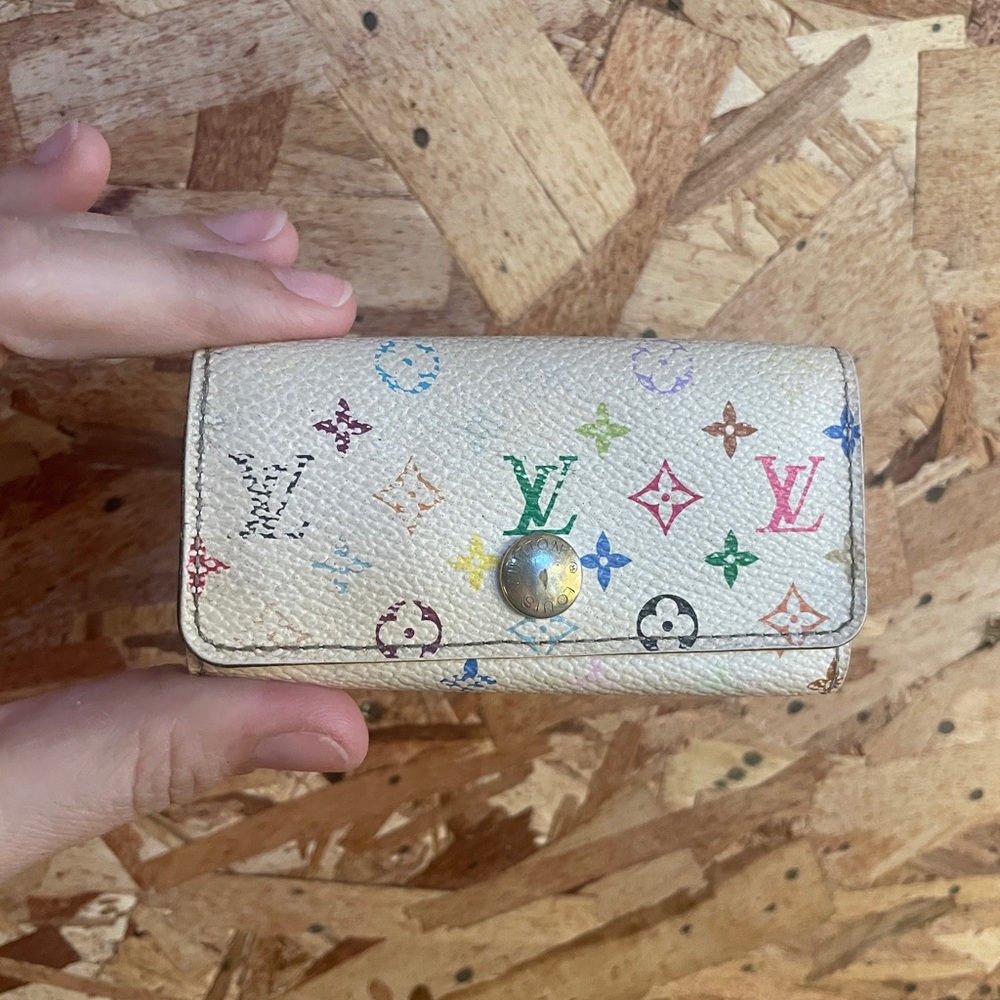 Louis Vuitton MURKAMI Multicolor White Canvas Key Pouch
